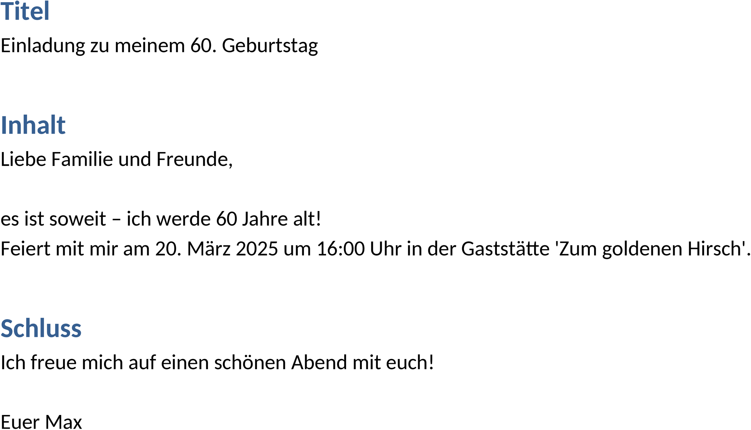 Word-Einladungsvorlage 60. Geburtstag