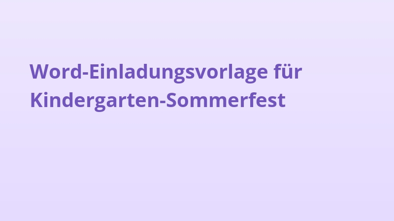 Word-Einladungsvorlage für Kindergarten-Sommerfest