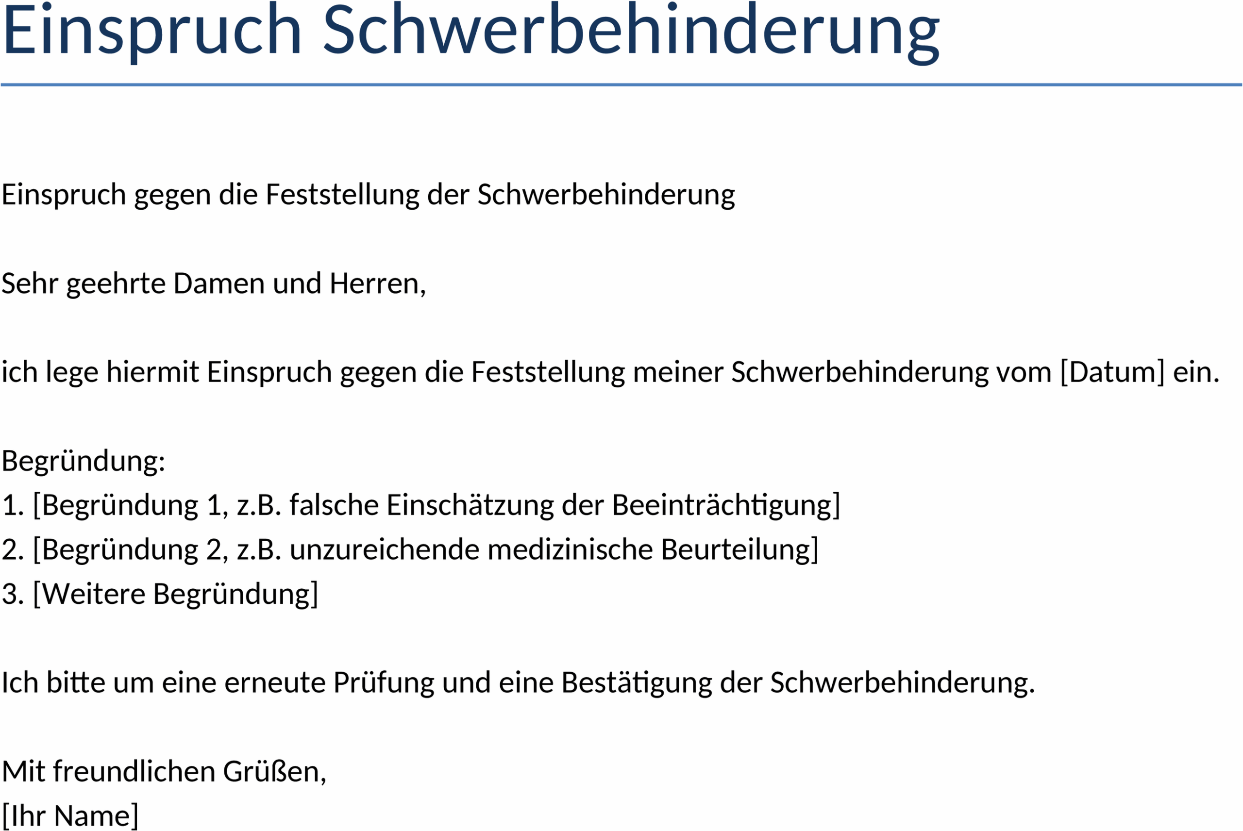 Word-Einspruchs-Template Schwerbehinderung
