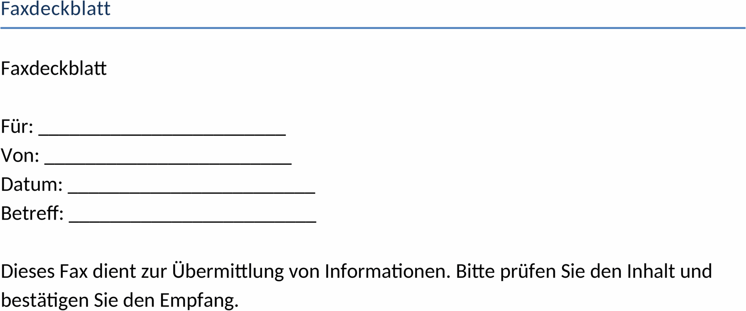 Word-Faxdeckblatt-Template für professionelle Kommunikation
