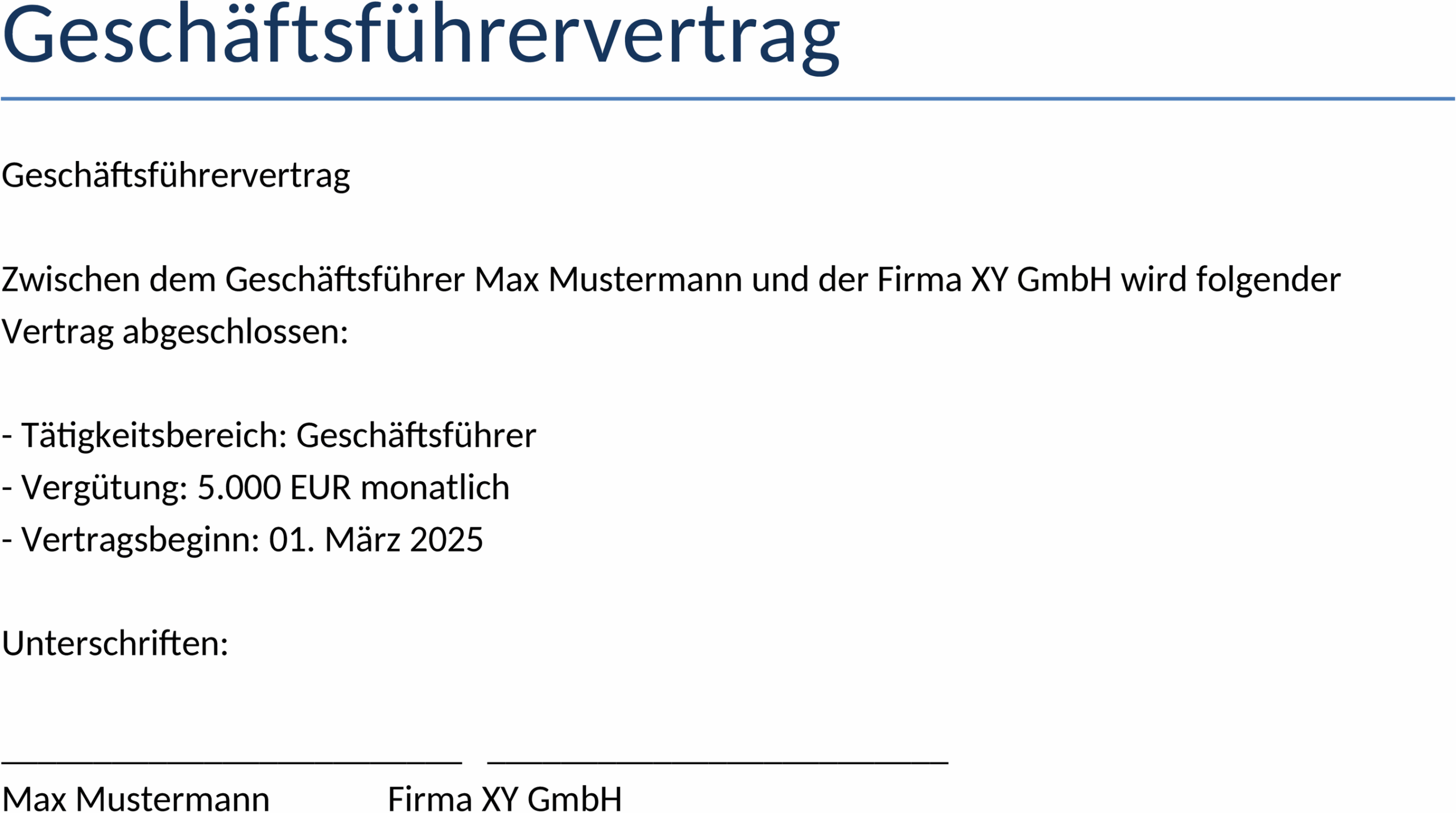 Word-Geschäftsführervertrag-Vorlage