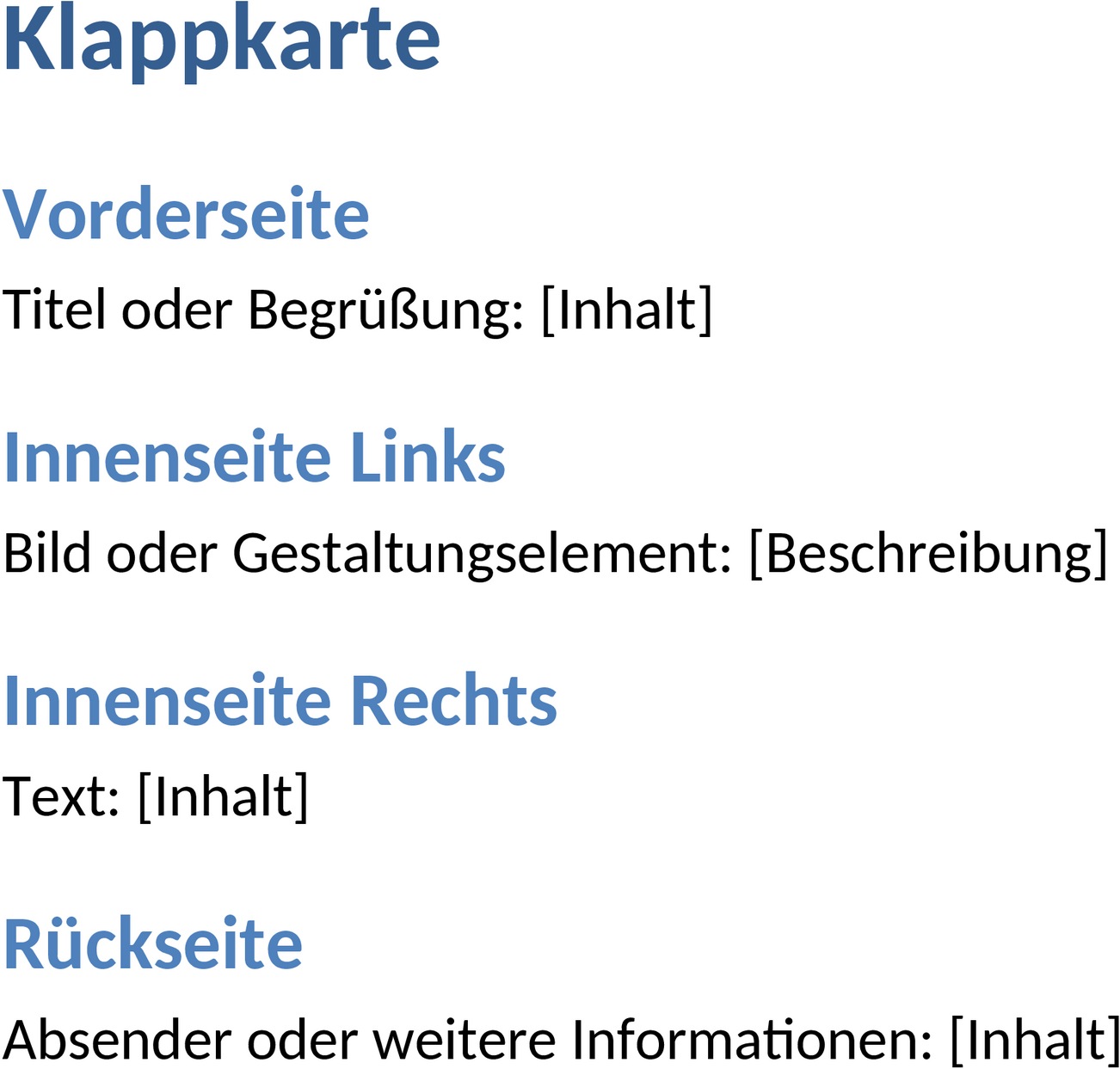 Word-Klappkarte für Vielseitige Anlässe