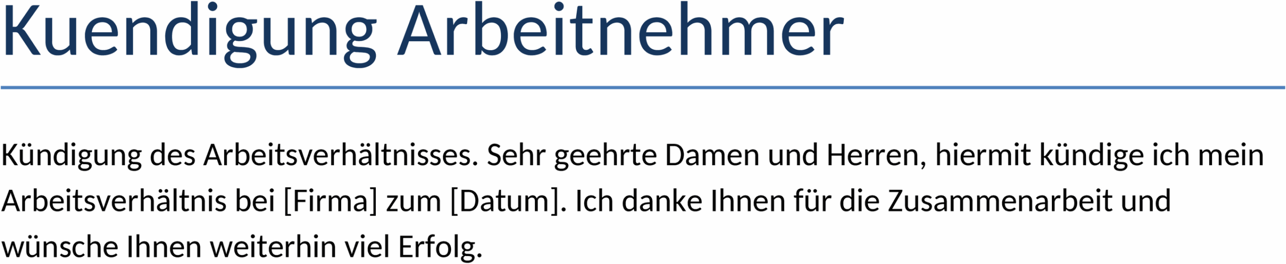 Word-Datei: Kündigungsvorlage für Arbeitnehmer