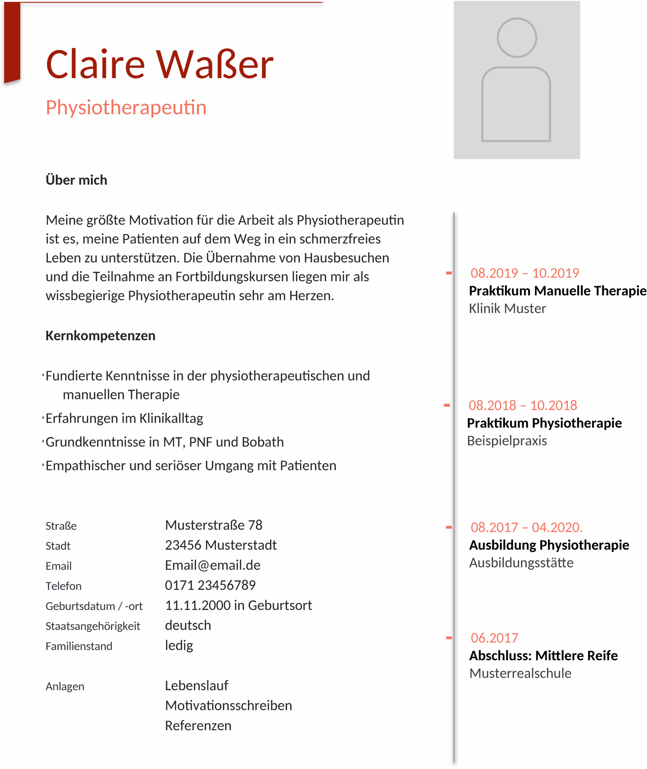 Word-Kurzprofilvorlage für Bewerbungen