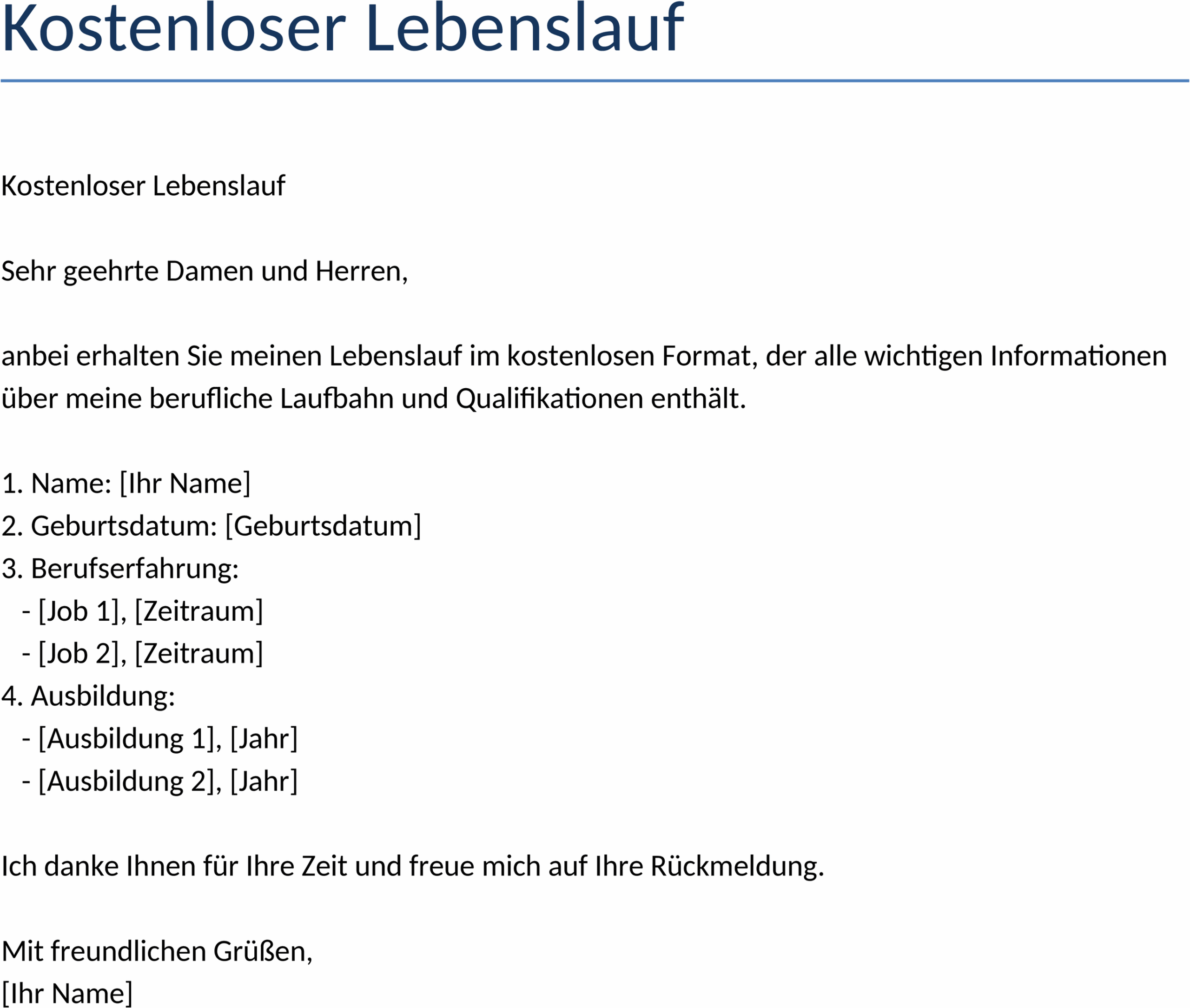 Word Lebenslauf Vorlage