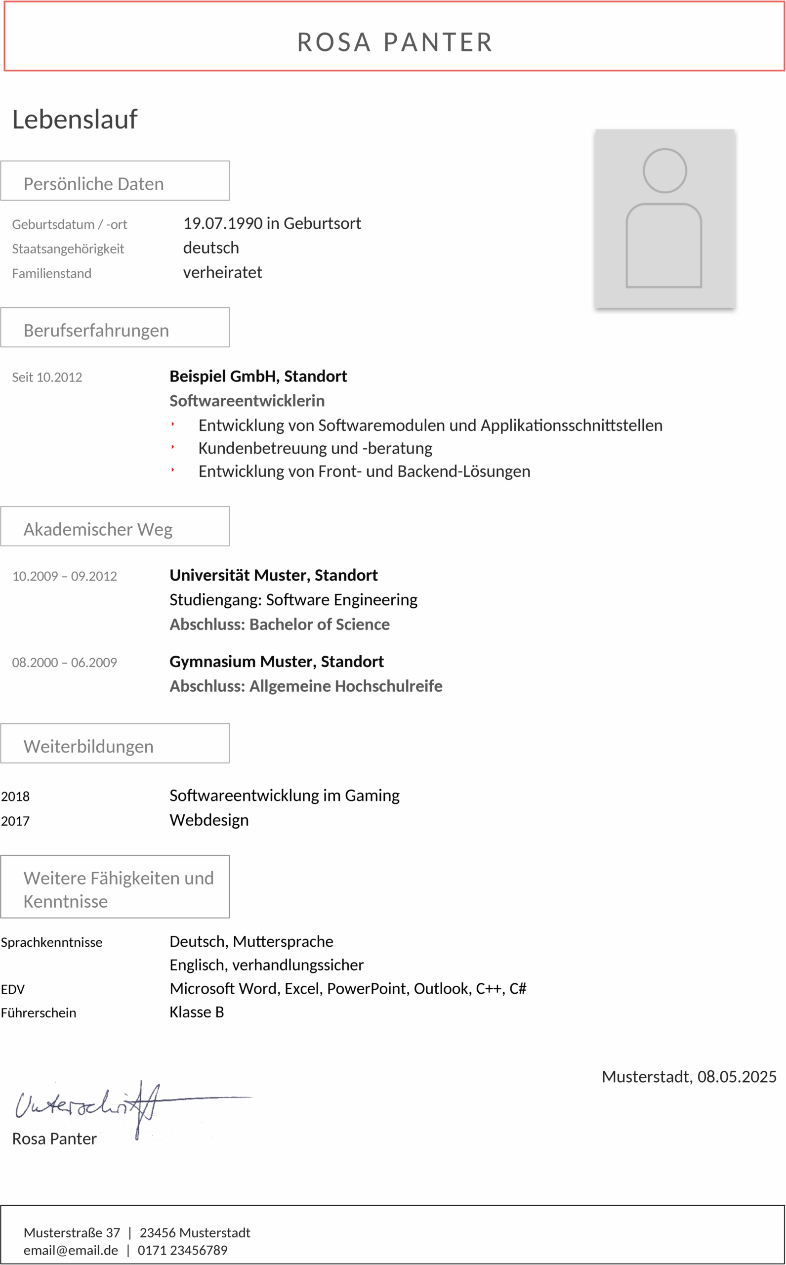 Word Lebenslaufvorlage Strategisch
