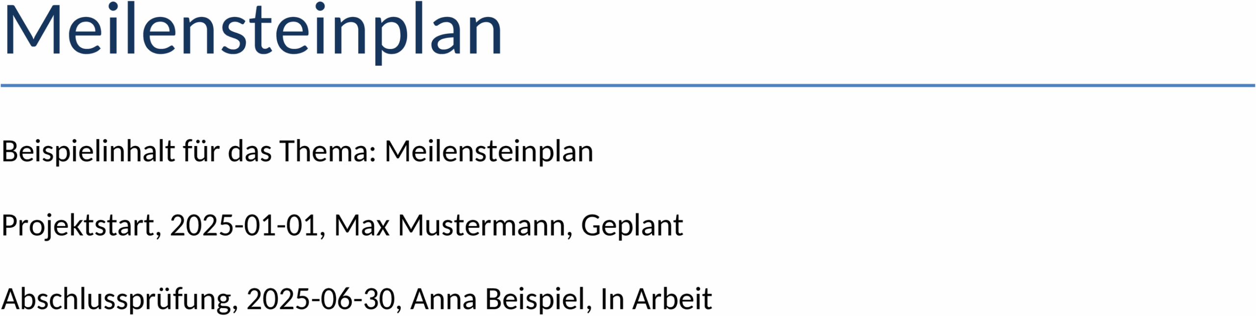 Word Meilensteinplan Vorlage