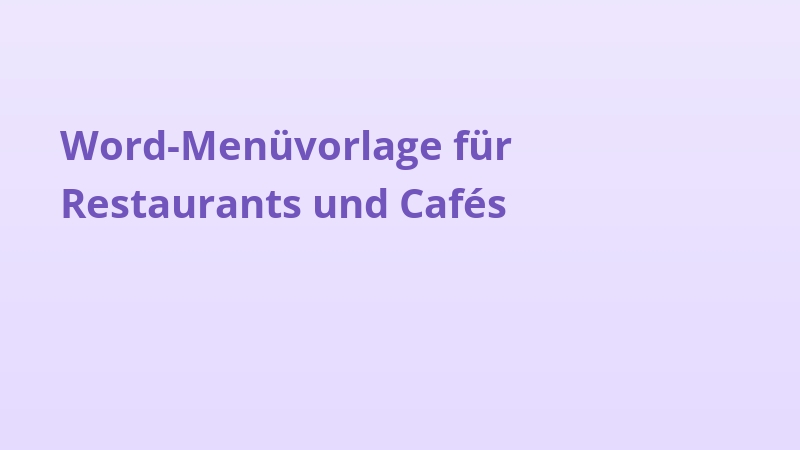 Word-Menüvorlage für Restaurants und Cafés