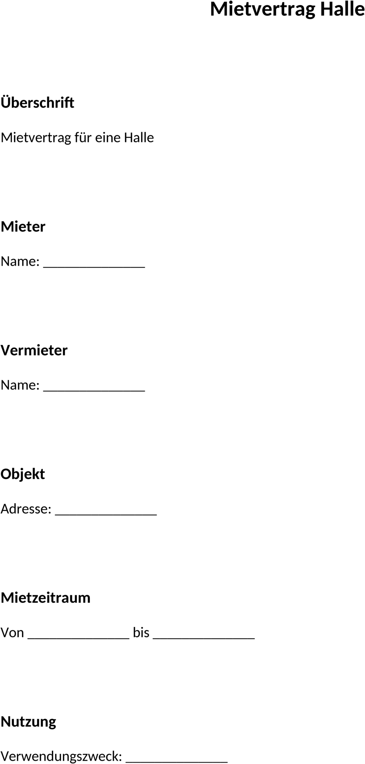 Word-Mietvertrag für Halle