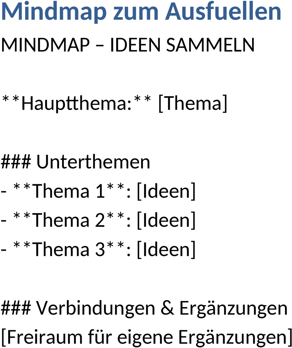 Word Mindmap zum Ausfüllen