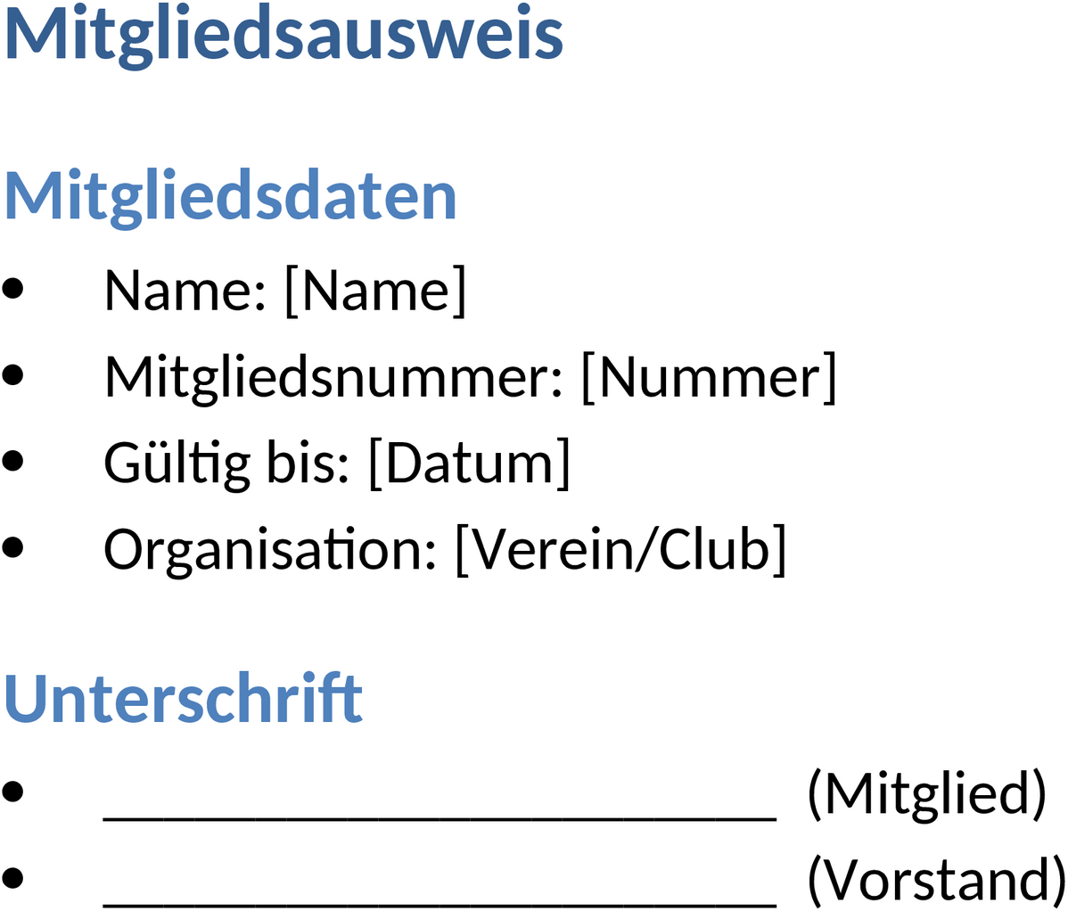 Word-Mitgliedsausweis