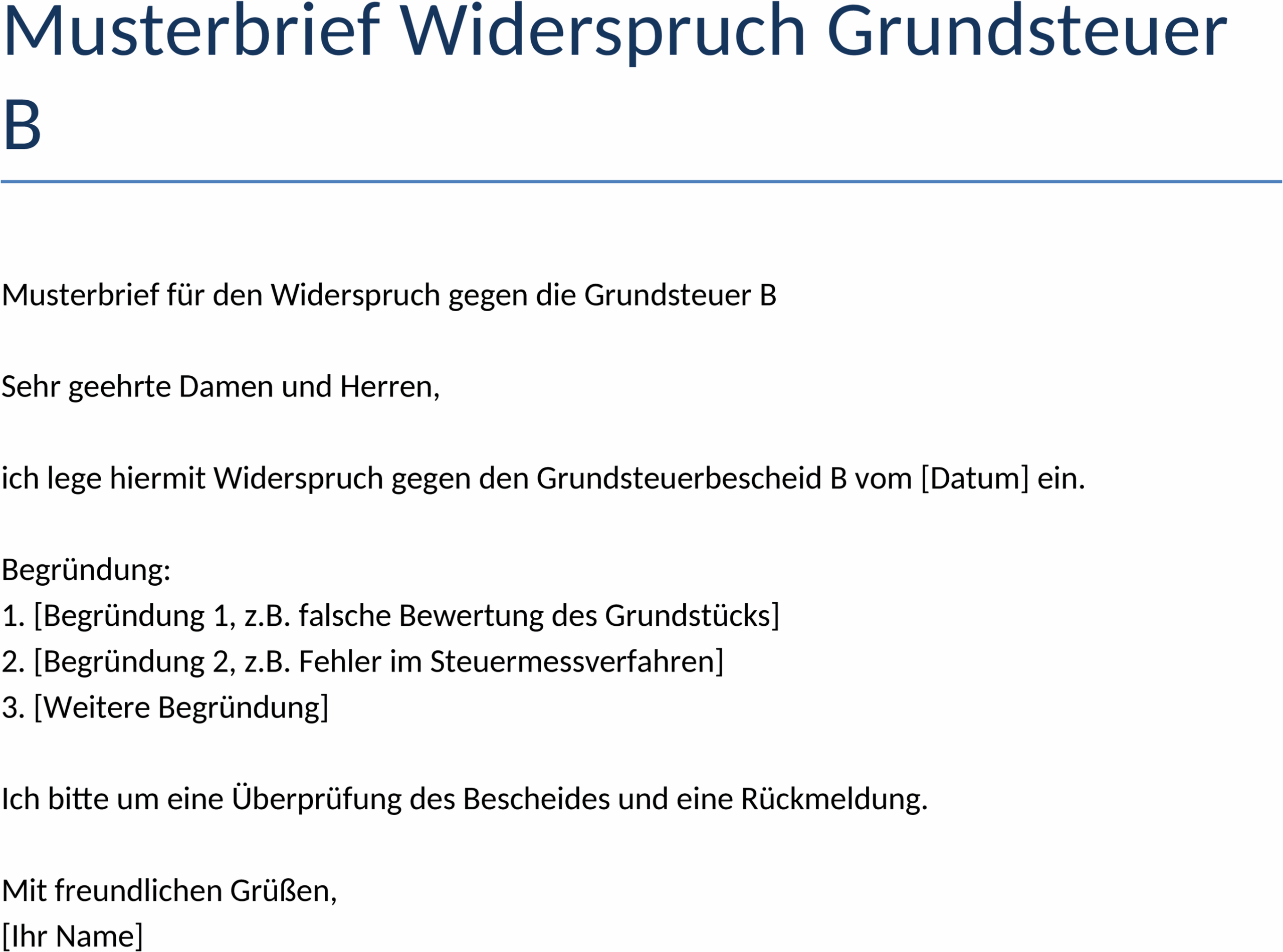 Word Musterbrief Widerspruch Grundsteuer