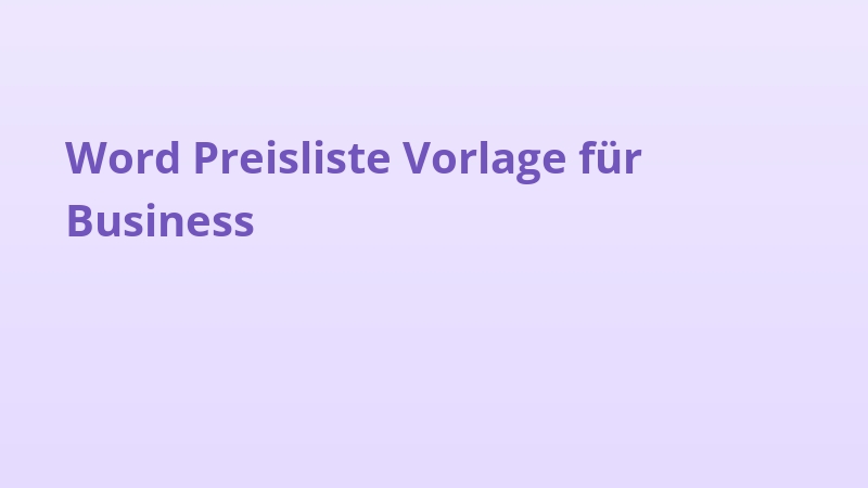 Word Preisliste Vorlage für Business