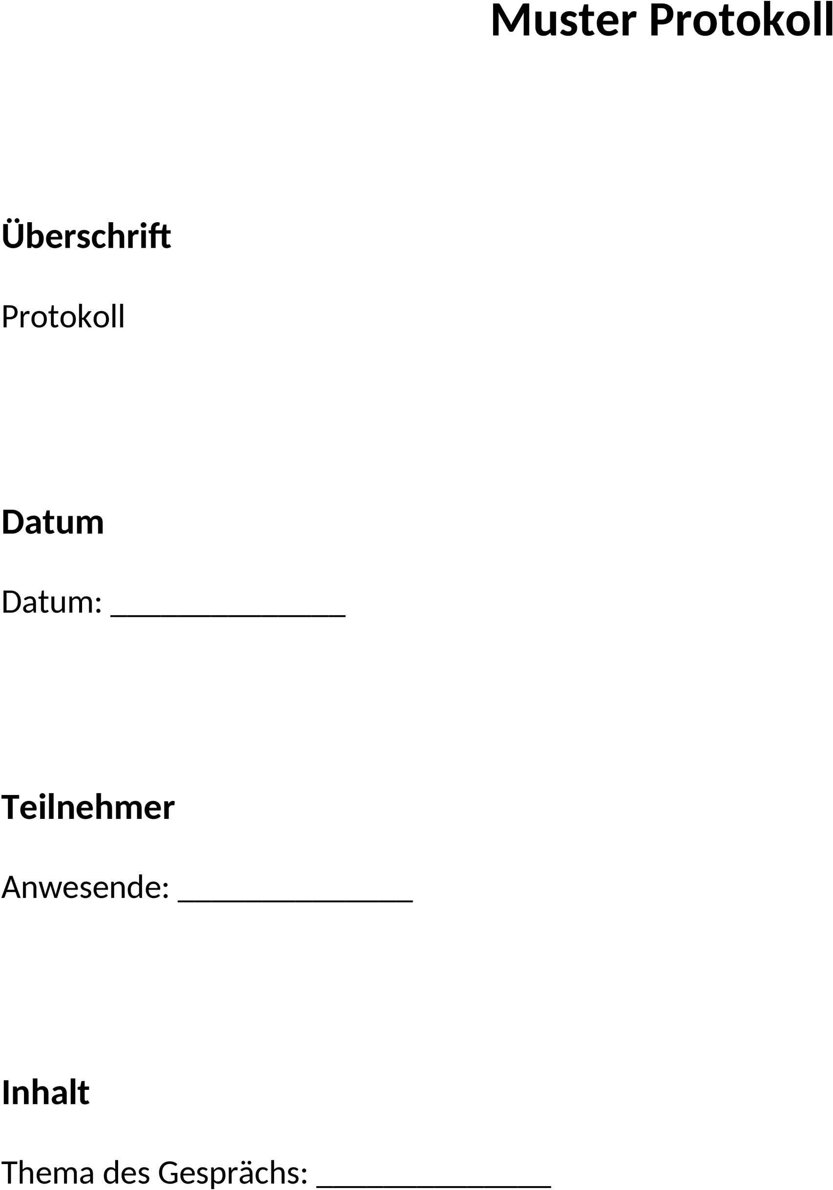 Word-Protokollvorlage für Meetings und Besprechungen