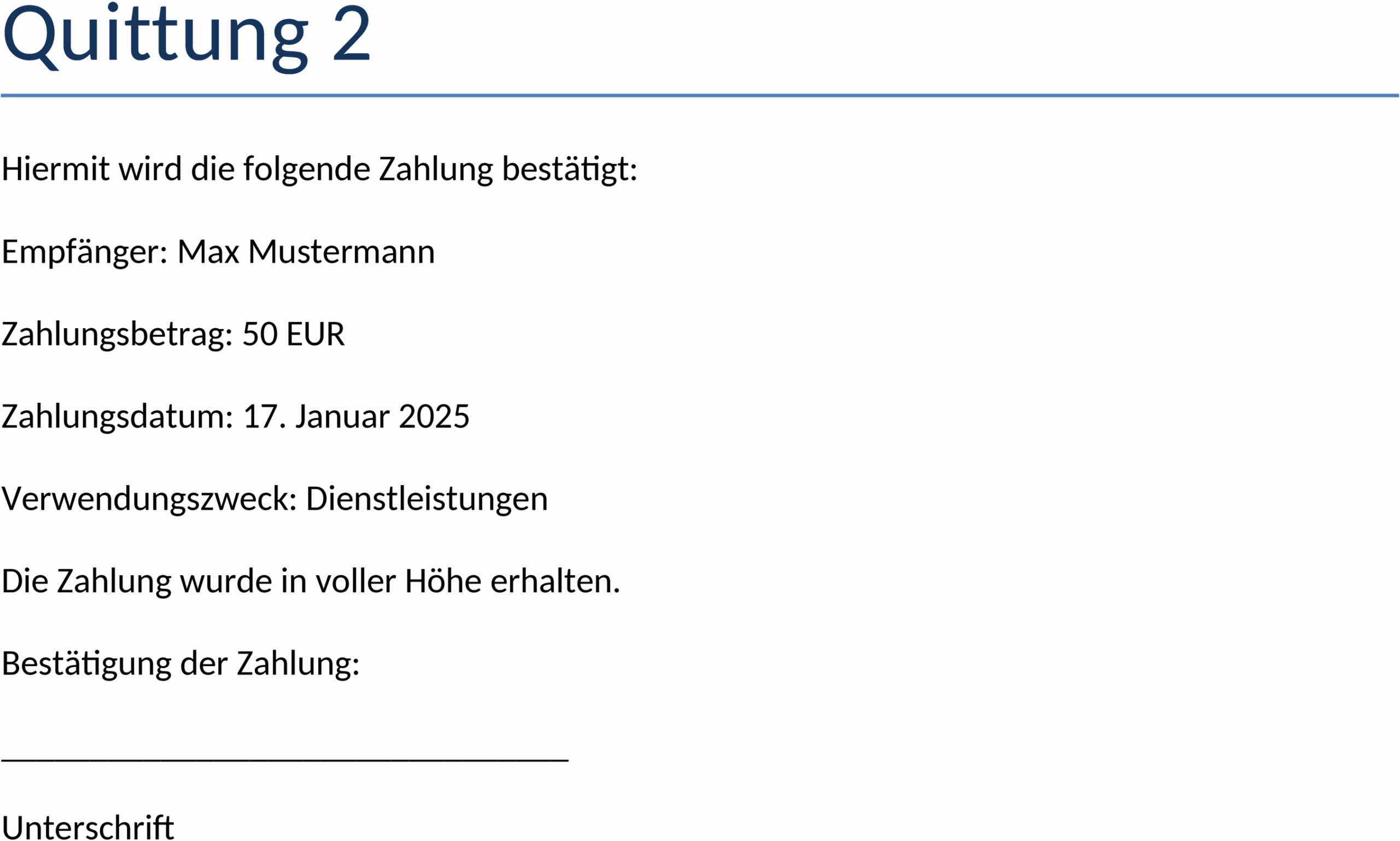 Word Quittungsvorlage