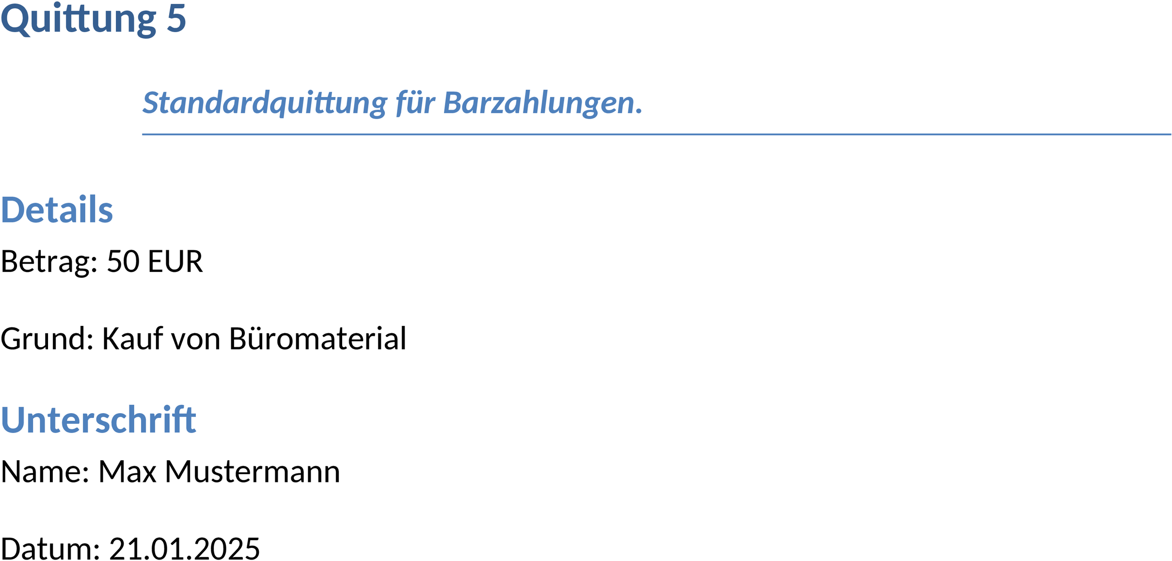 Word-Quittungsvorlage für Finanzen