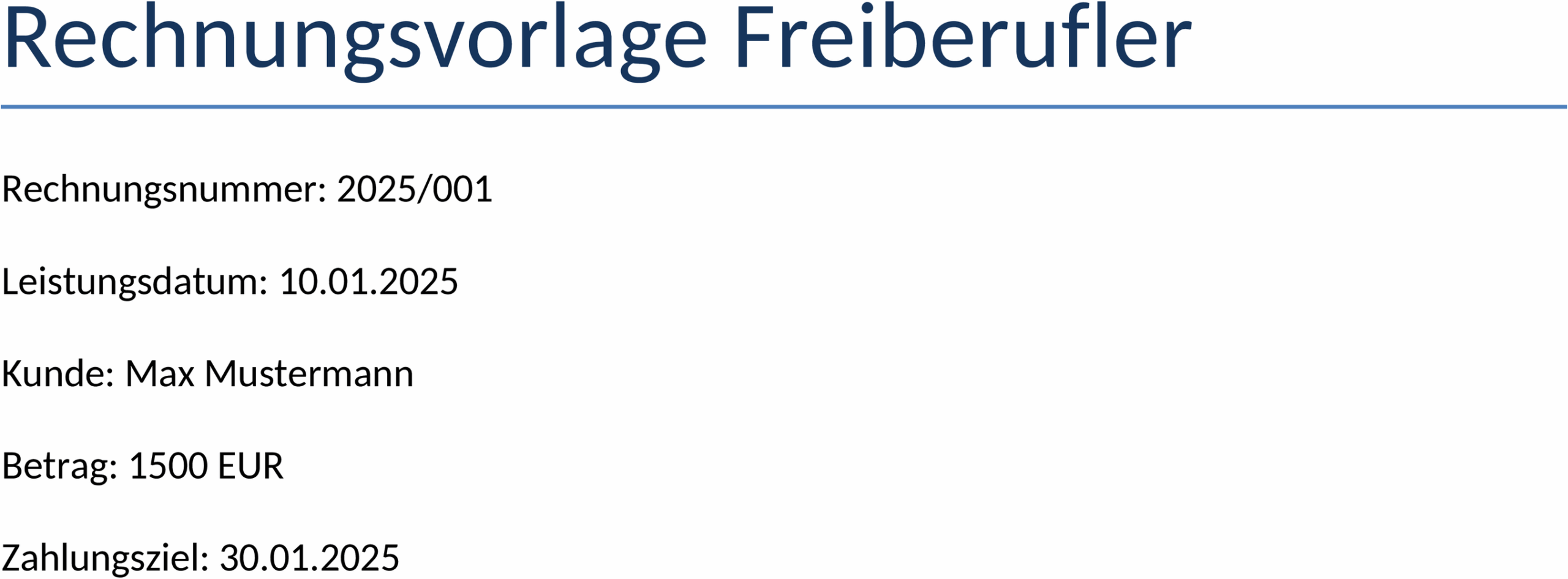 Word-Rechnungsvorlage für Freiberufler