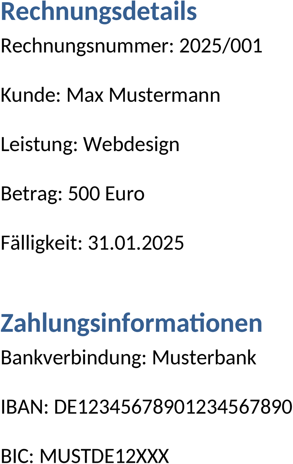 Word-Rechnungsvorlage für Buchhaltung und Finanzen