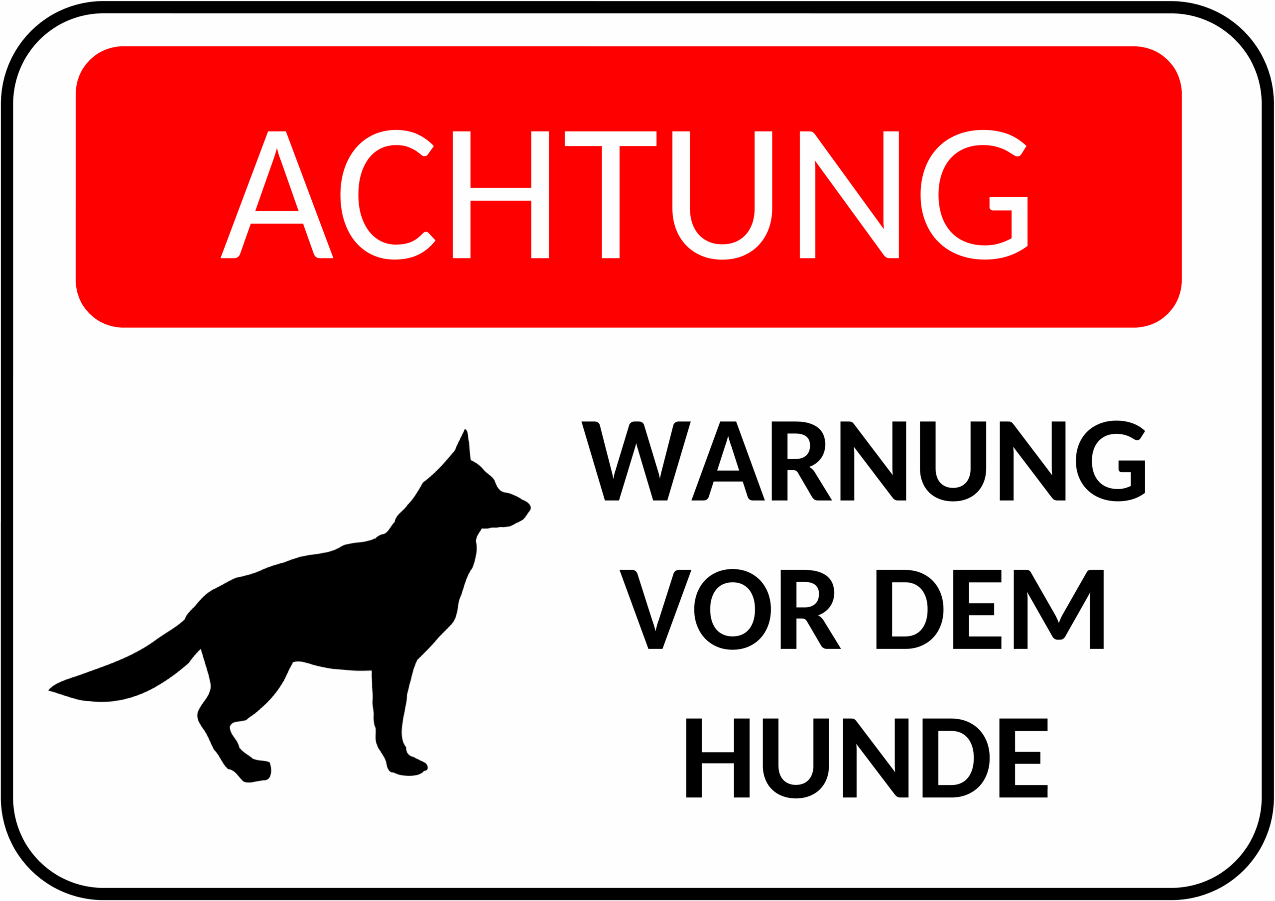Word-Schild „Warnung vor dem Hunde“