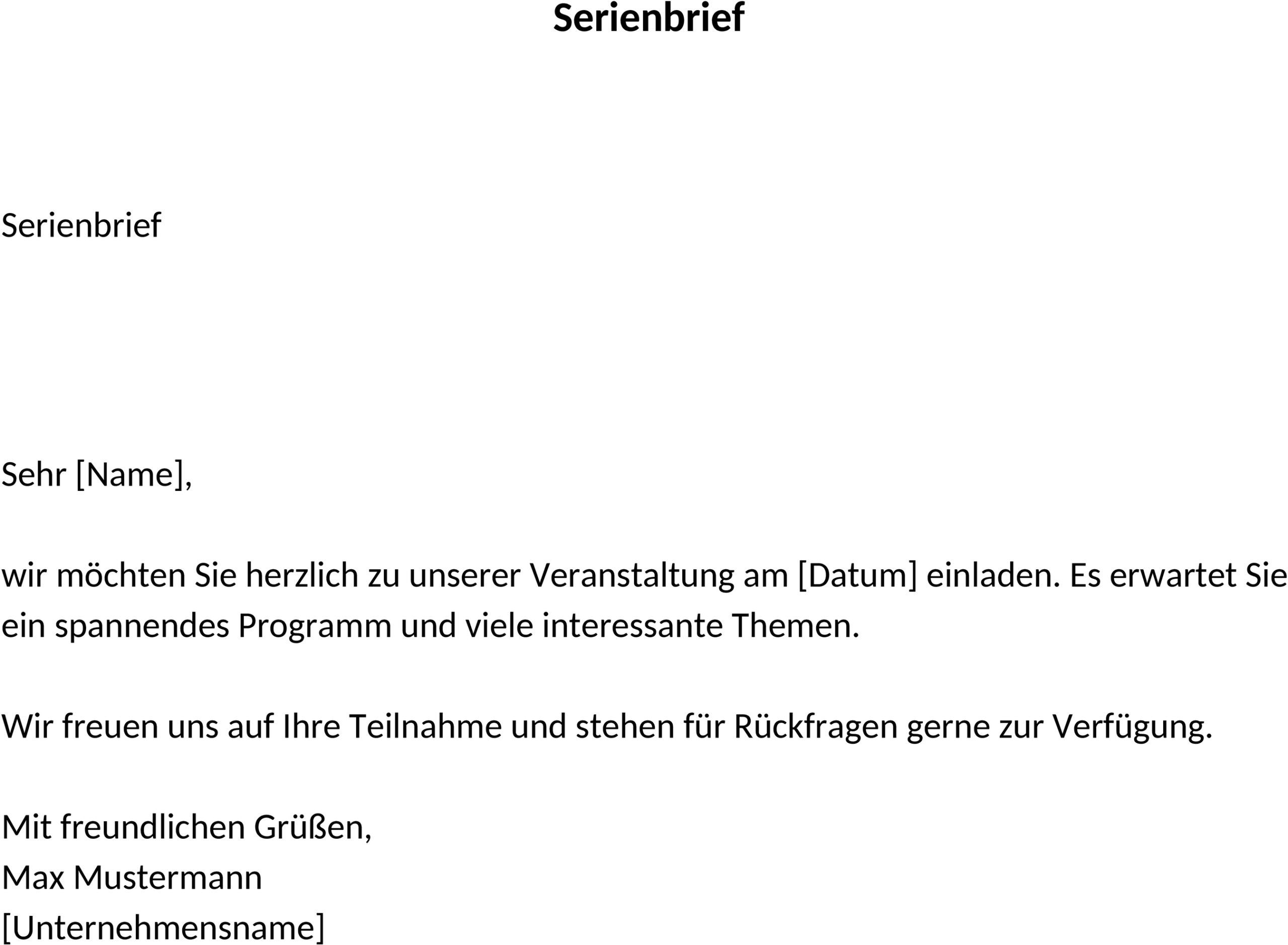 Word Serienbrief Vorlage