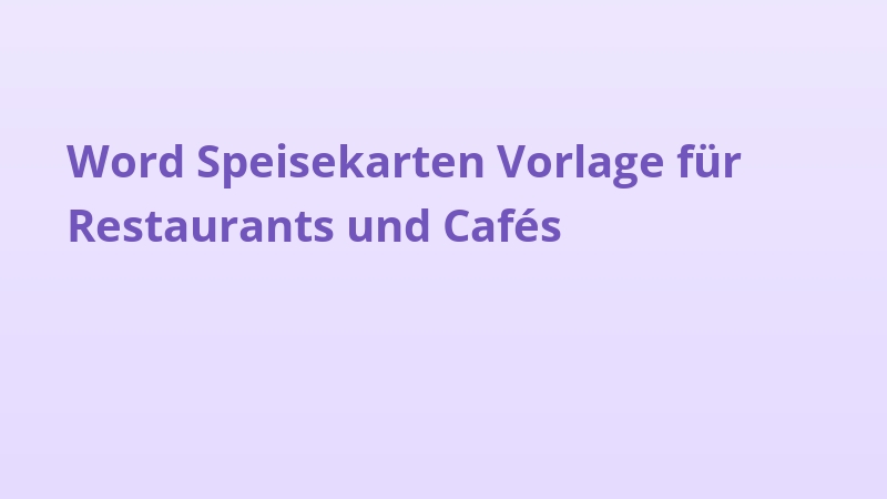 Word Speisekarten Vorlage für Restaurants und Cafés