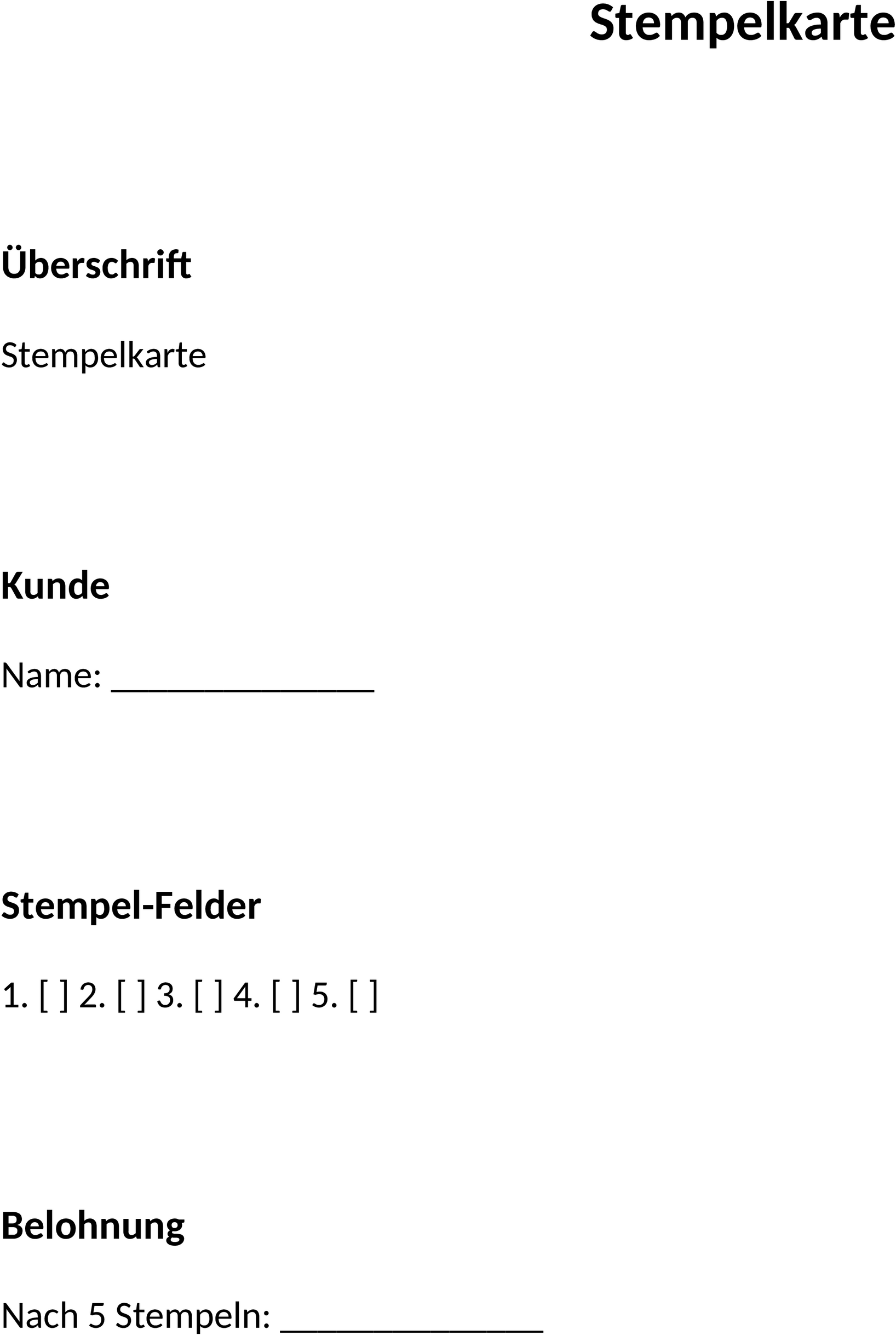 Word Stempelkarte Vorlage