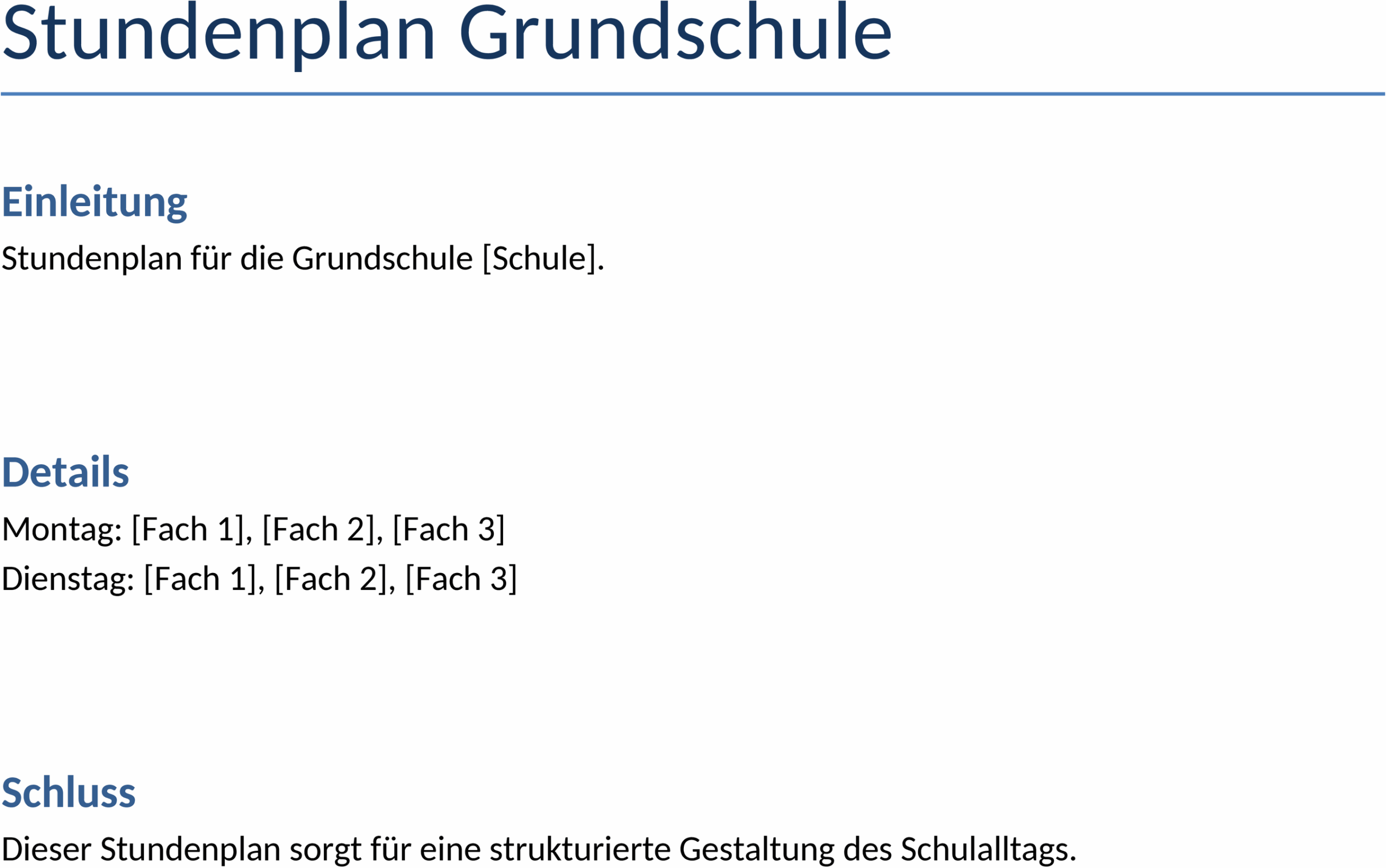 Word-Stundenplan Grundschule