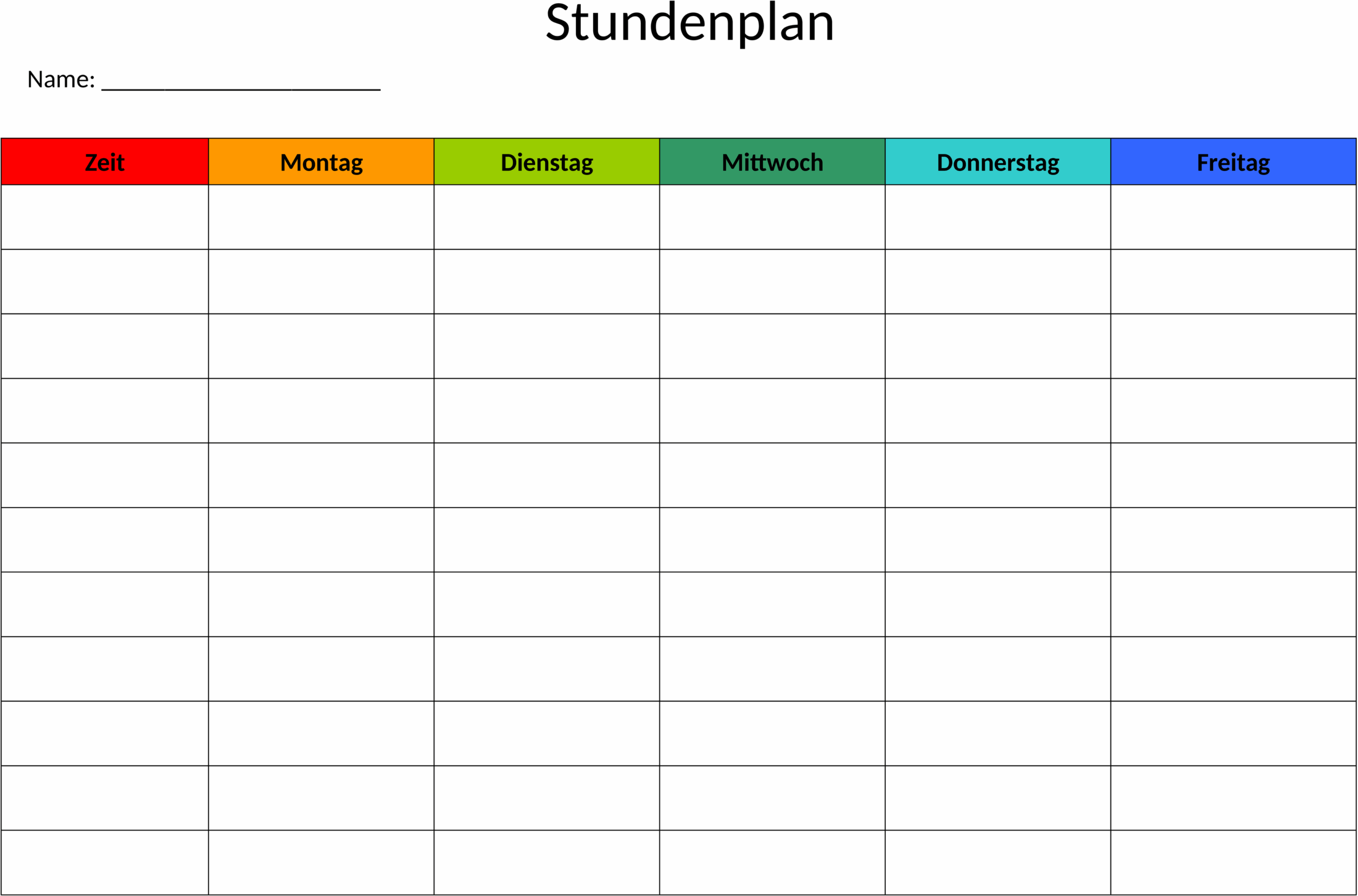 Word Stundenplan Vorlage A4 Querformat