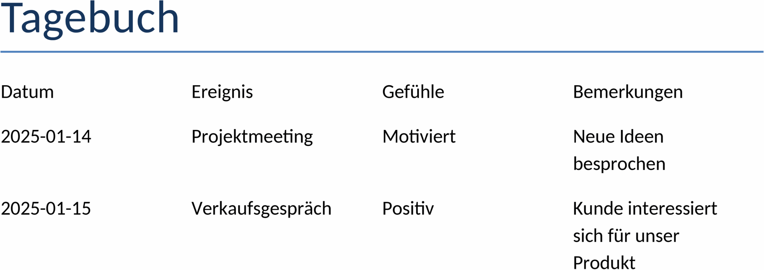 Word Tagebuch Vorlage