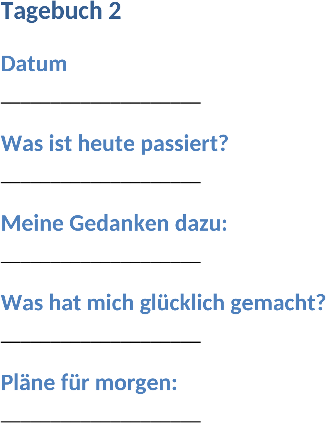 Word-Tagebuchvorlage für Persönliche Reflexion