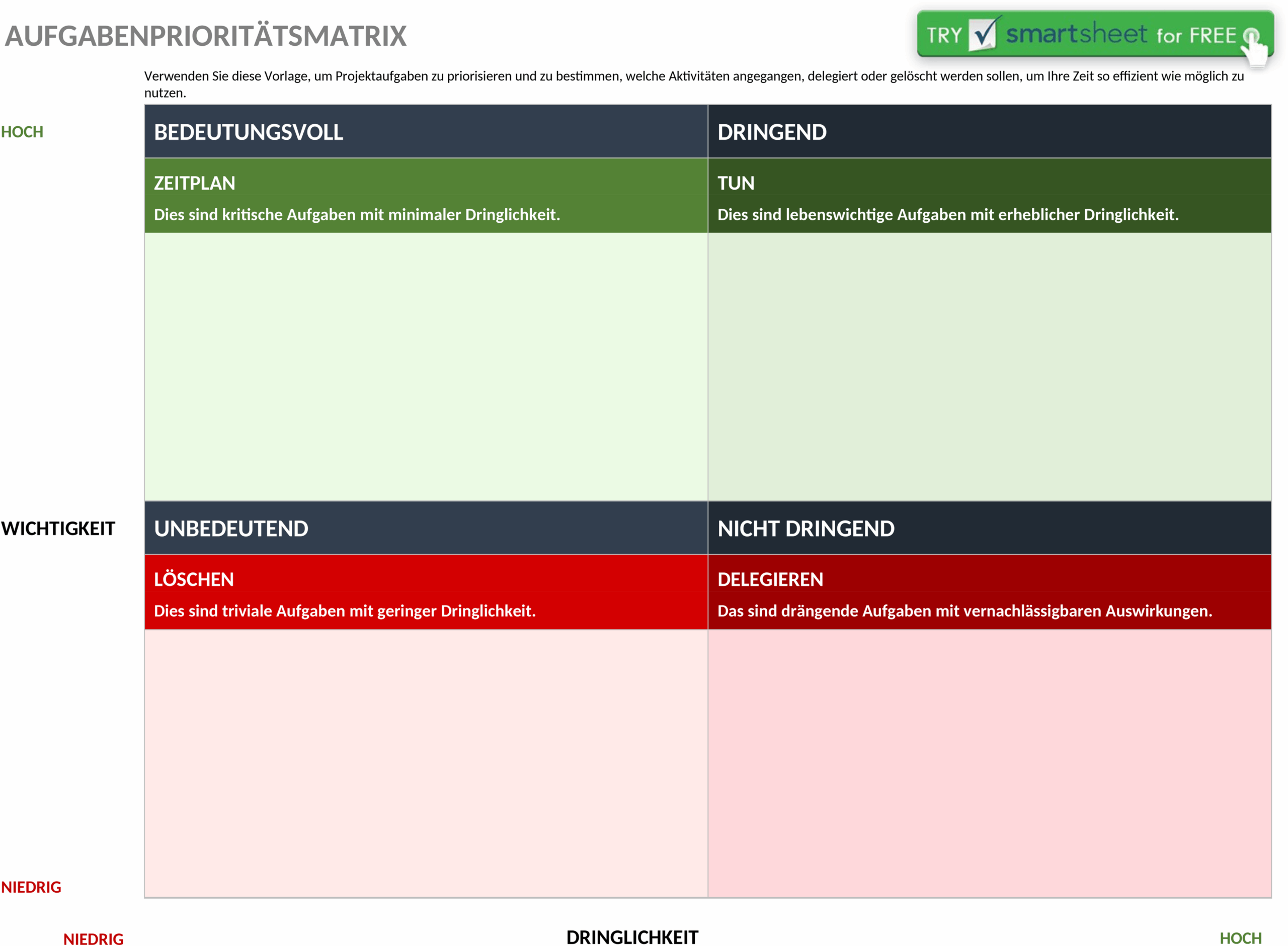 Word Task-Prioritätsmatrix