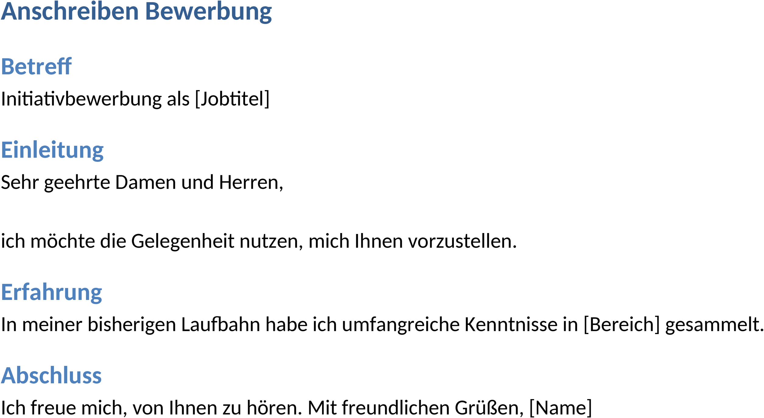 Word-Template für Bewerbungsschreiben