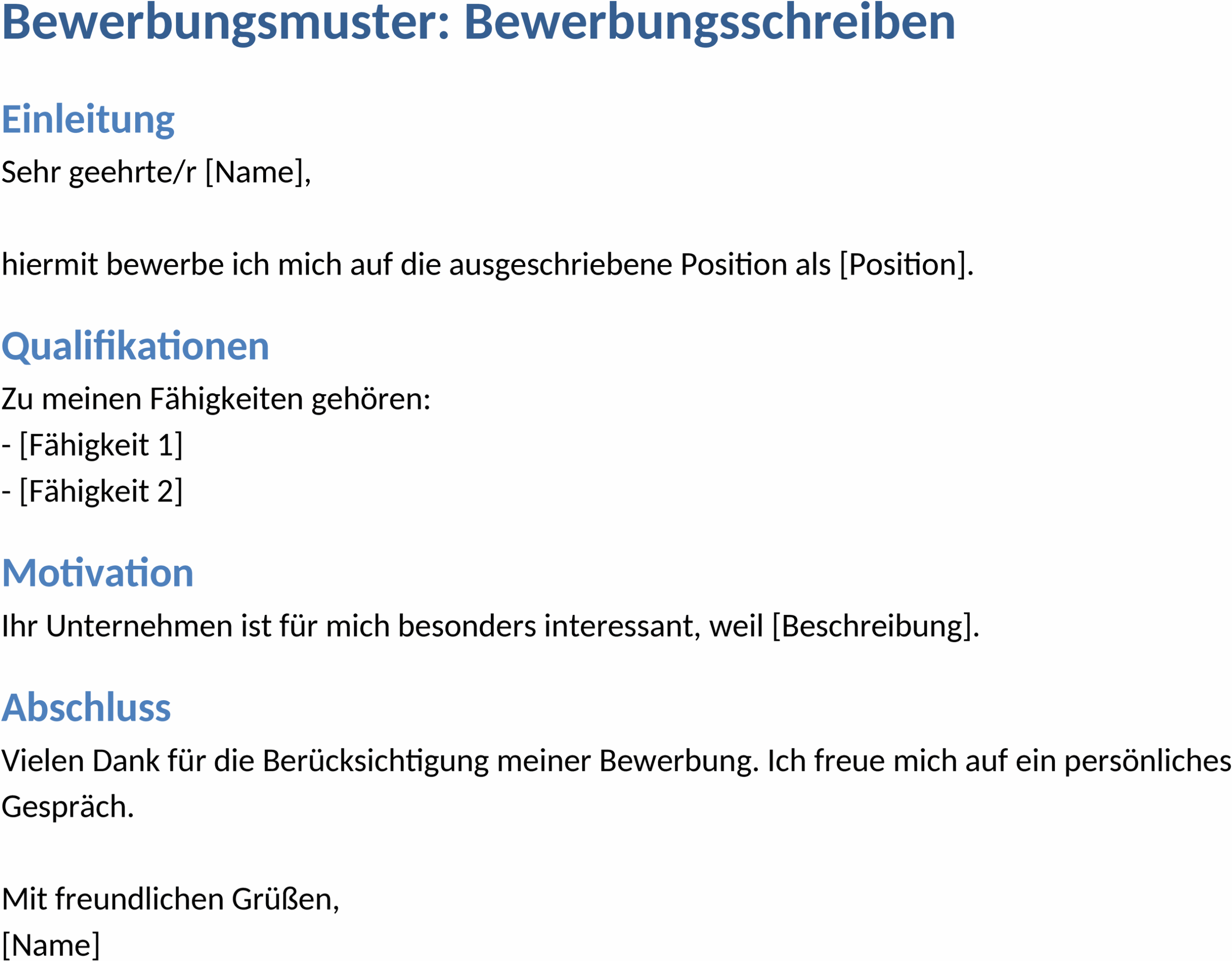 Word-Template Bewerbungsschreiben