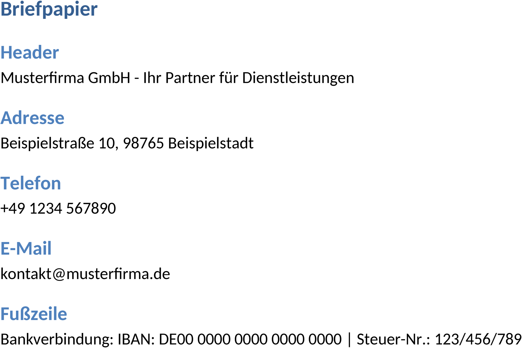 Word-Template für Briefpapier