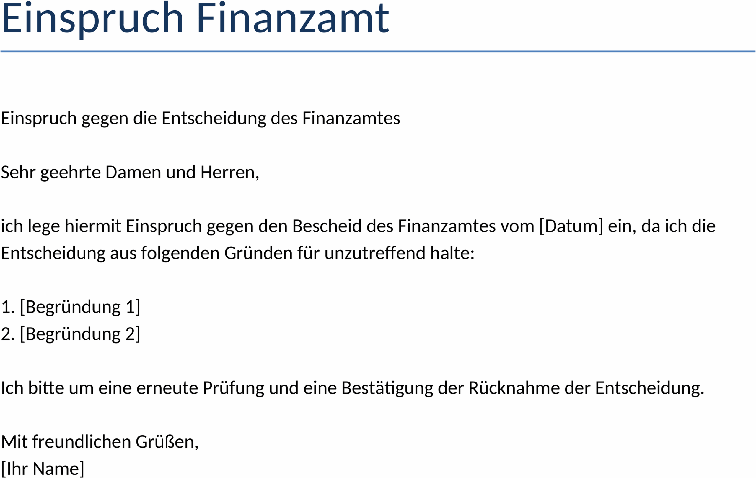 Word-Template Einspruch Finanzamt