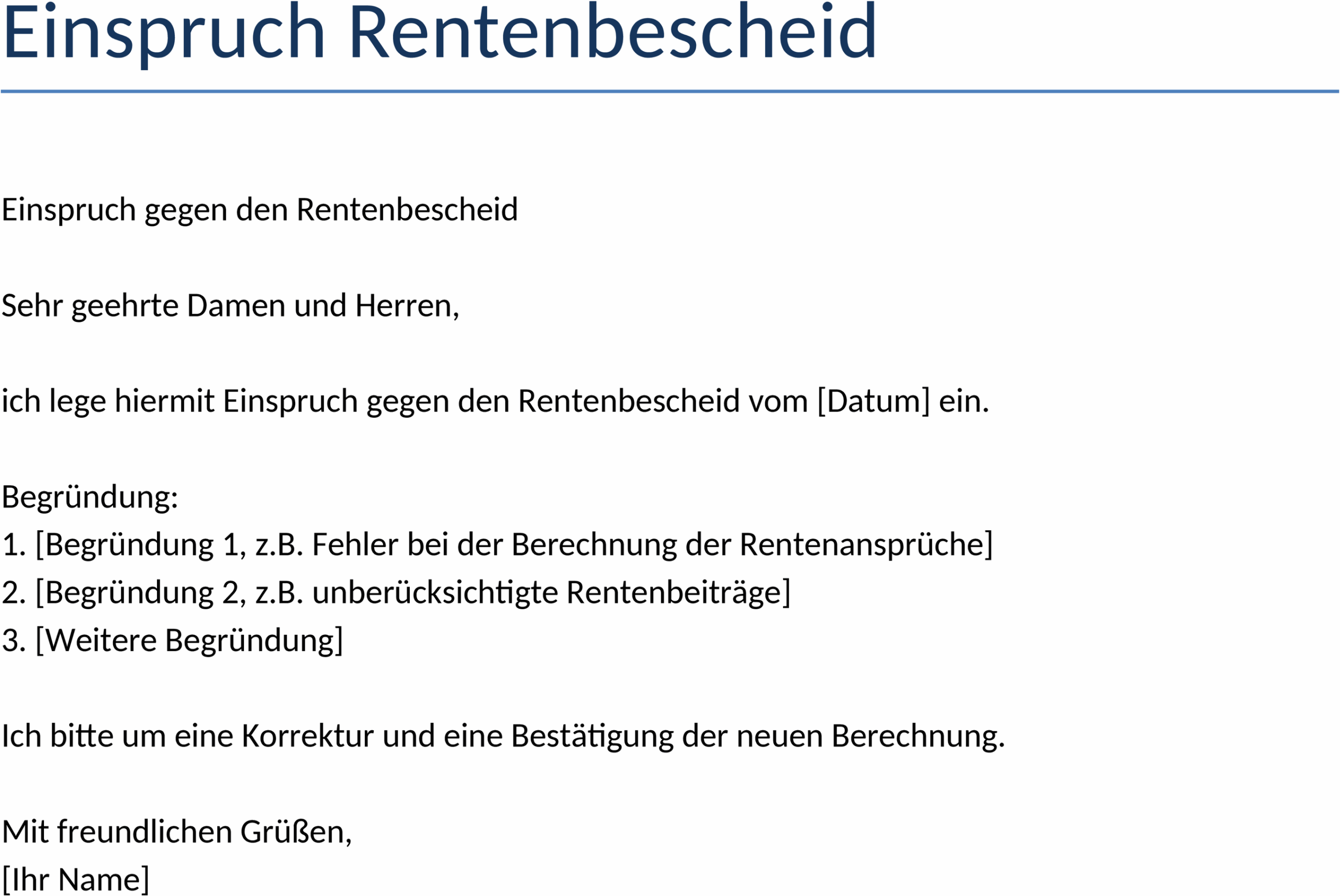 Word-Template Einspruch Rentenbescheid