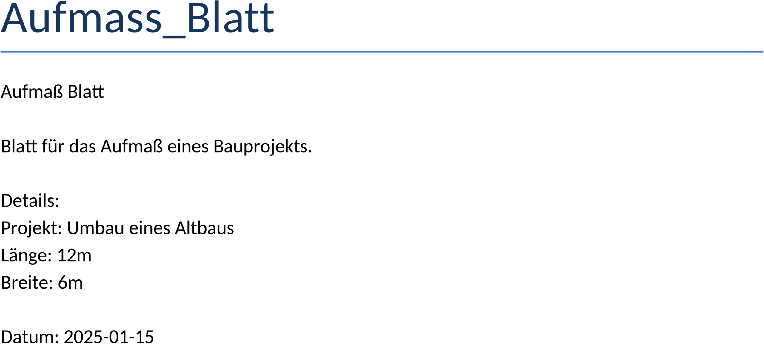Word-Template für Aufmaß-Blatt