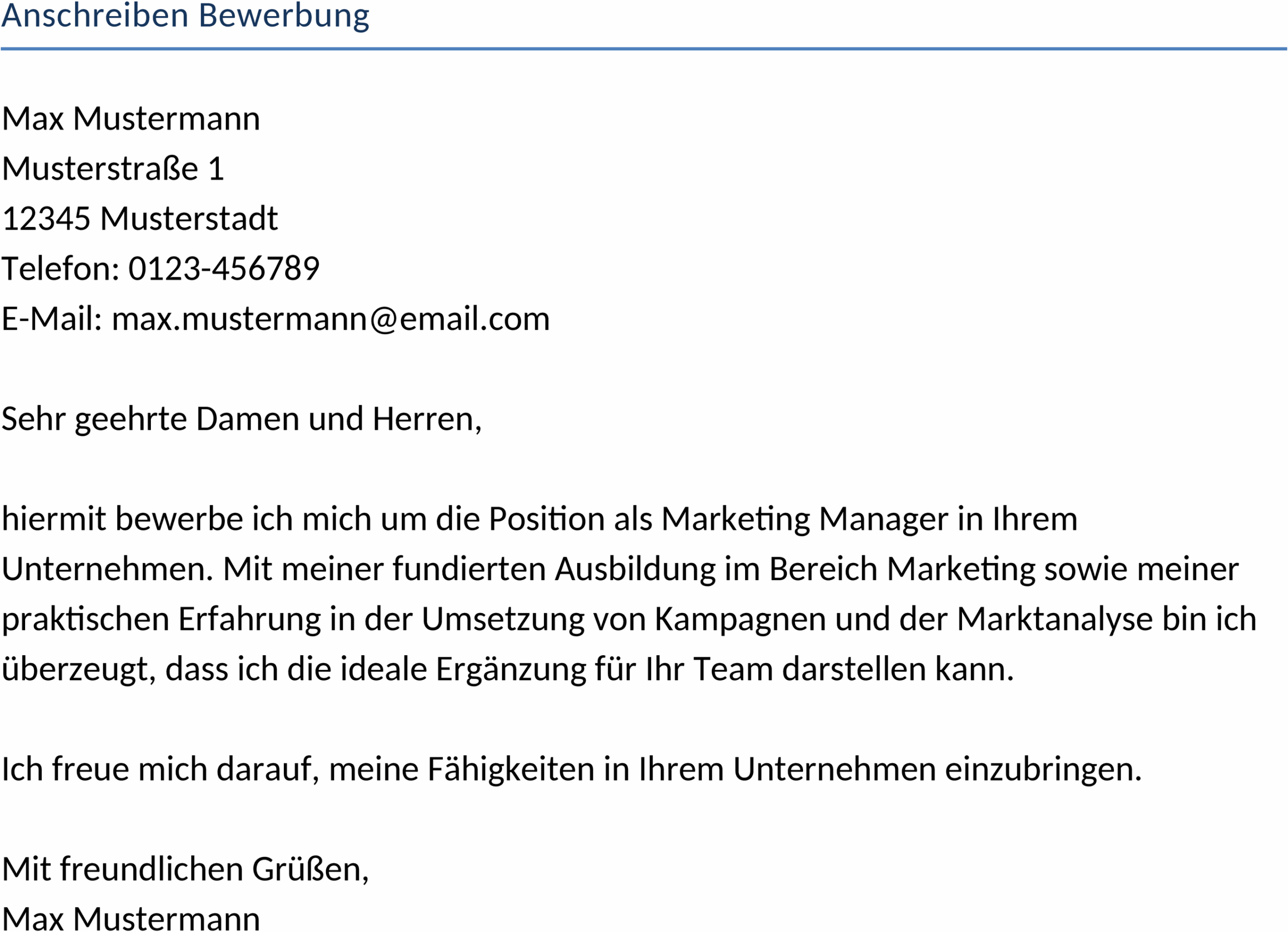 Word-Template für Bewerbungsanschreiben