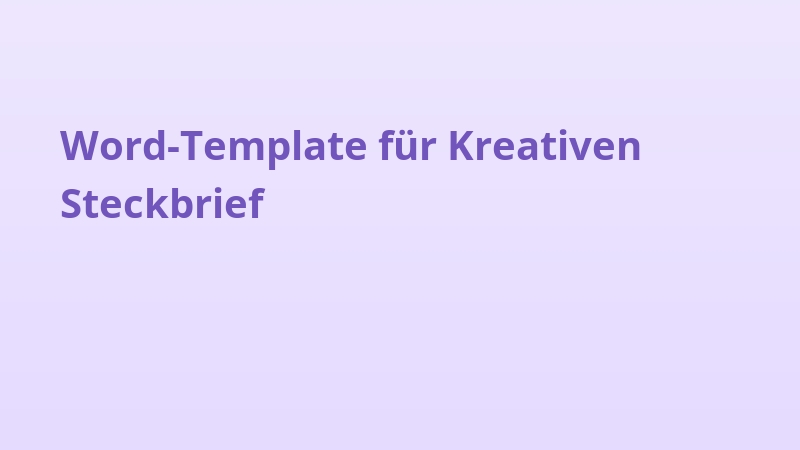 Word-Template für Kreativen Steckbrief