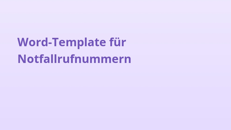Word-Template für Notfallrufnummern