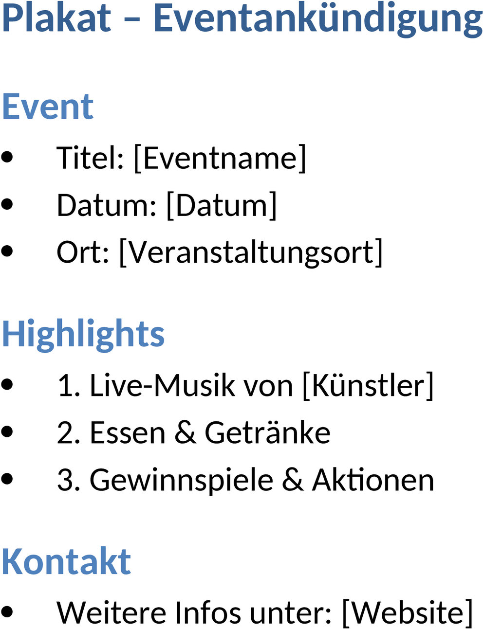 Word-Template für Poster