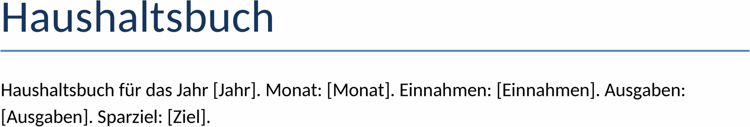 Word-Template Haushaltsbuch