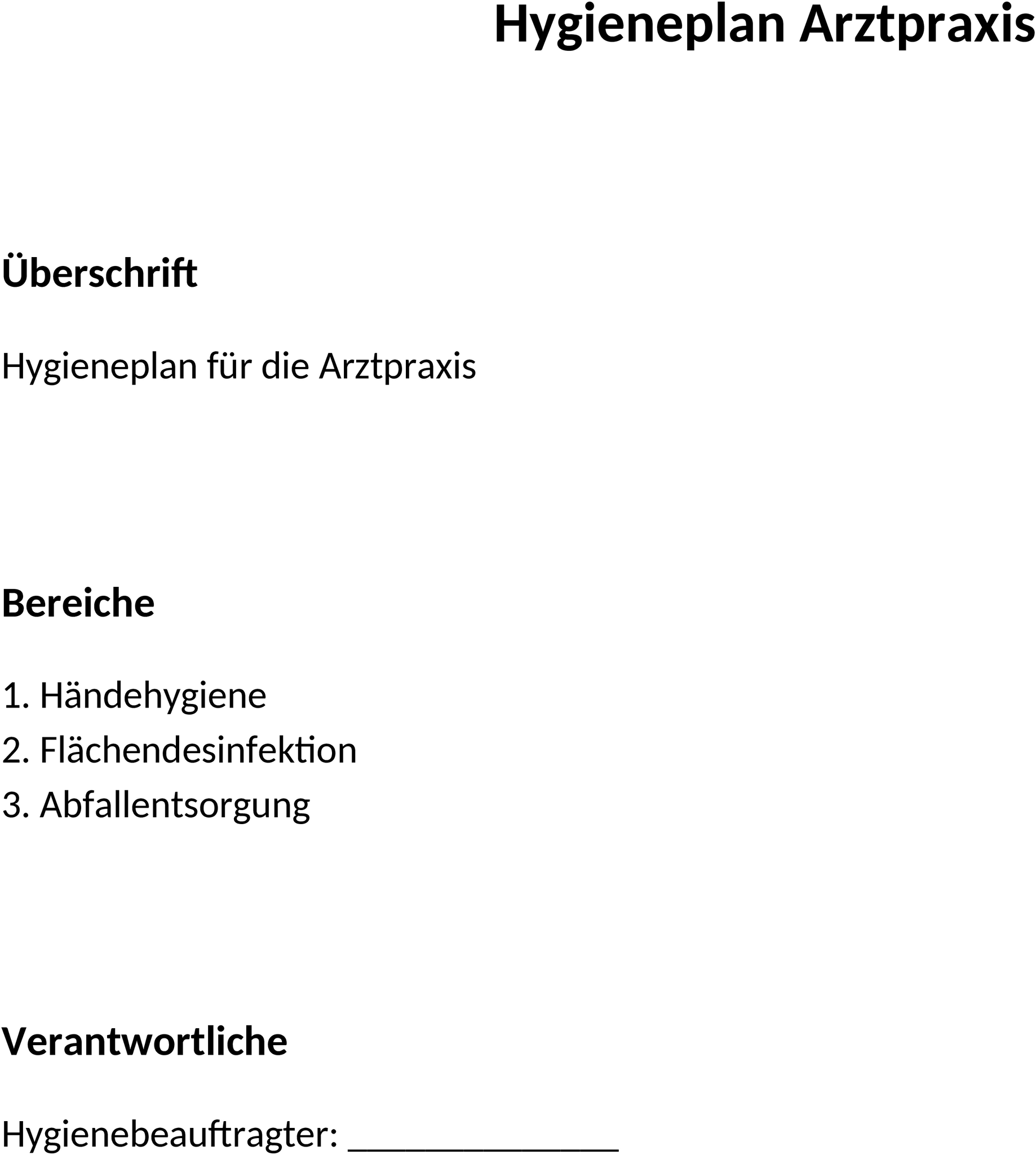 Word-Template Hygieneplan fuer Arztpraxis