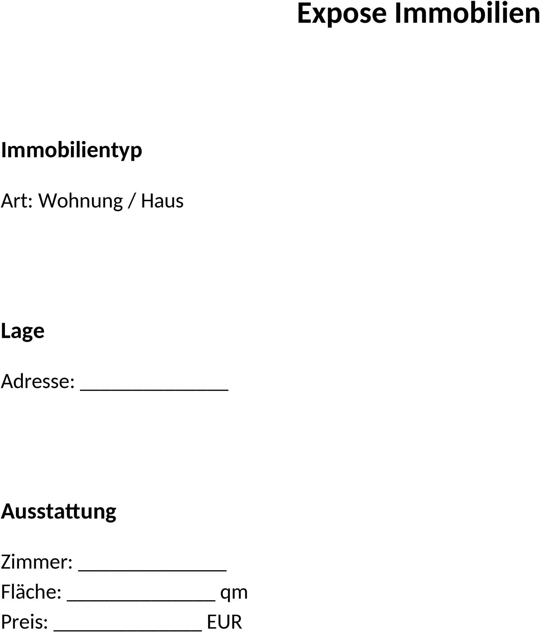 Word-Template für Immobilien-Exposé