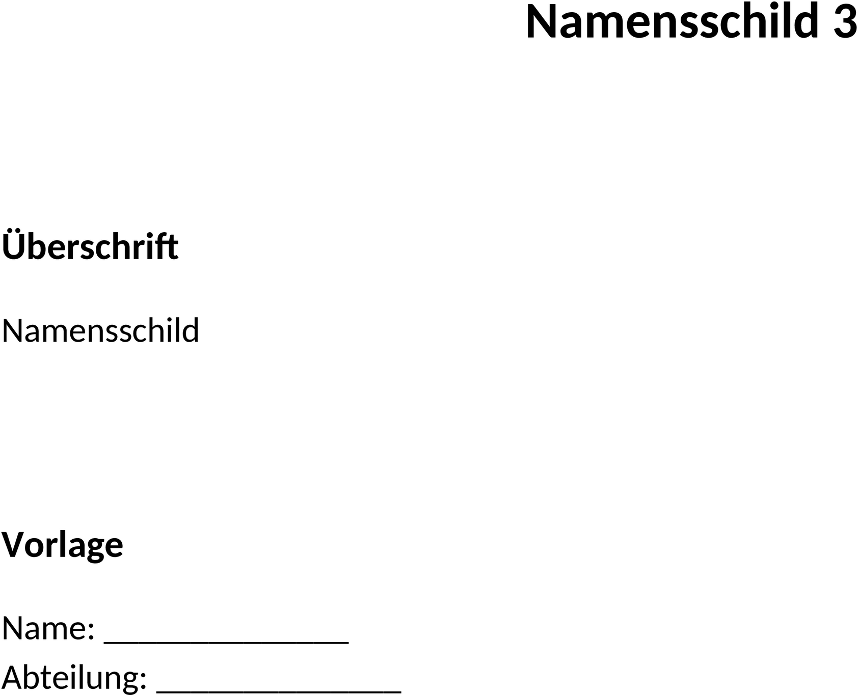 Word-Template für Namensschilder