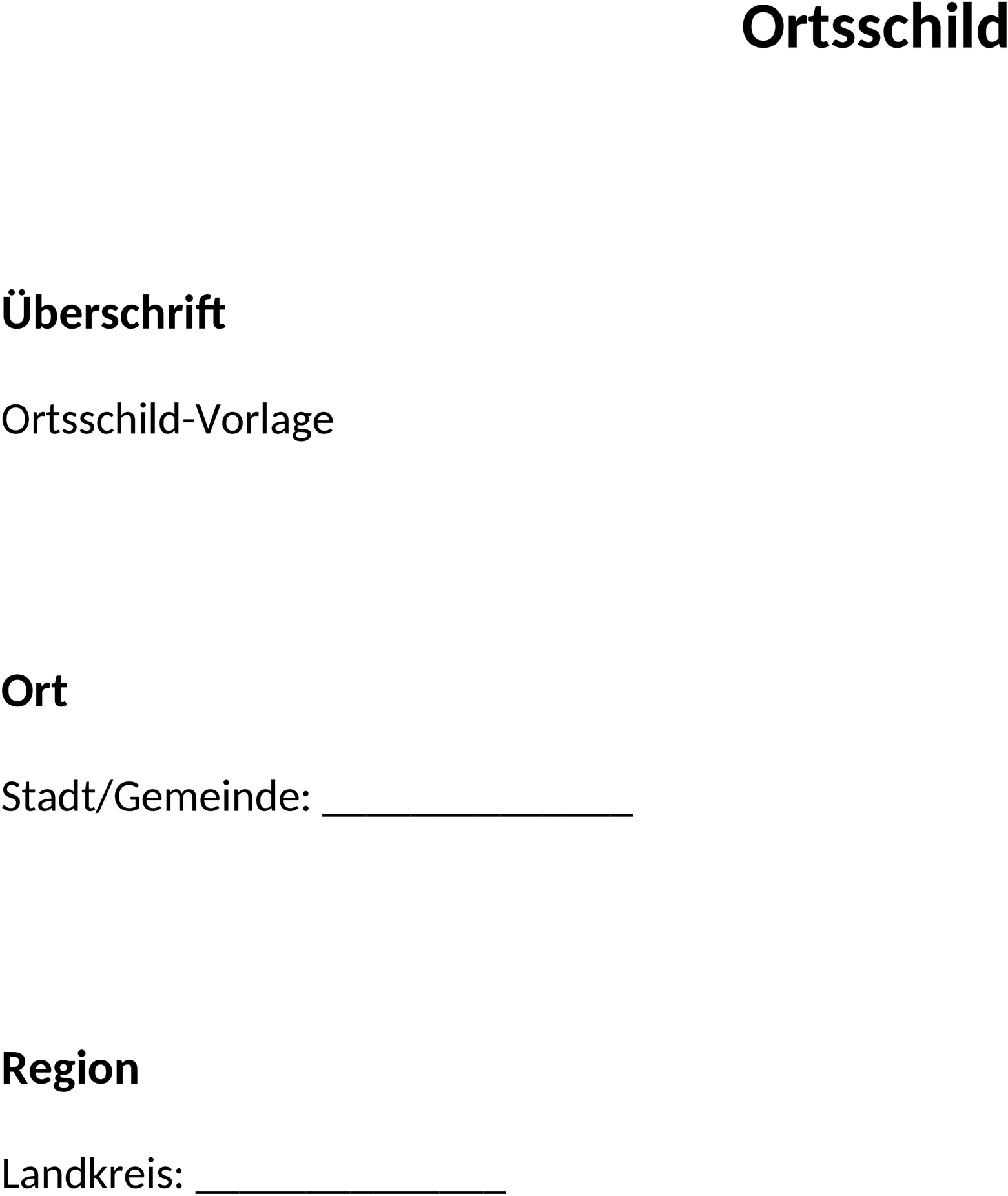 Word-Template für Ortsschild