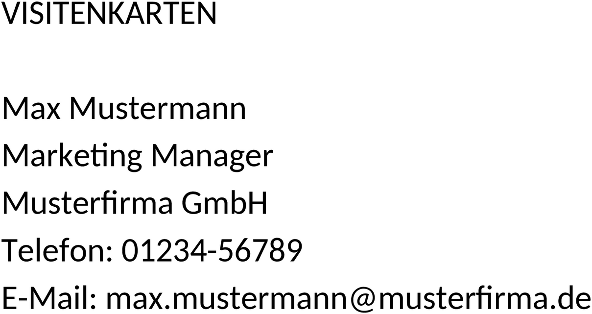 Word-Template für Visitenkarten