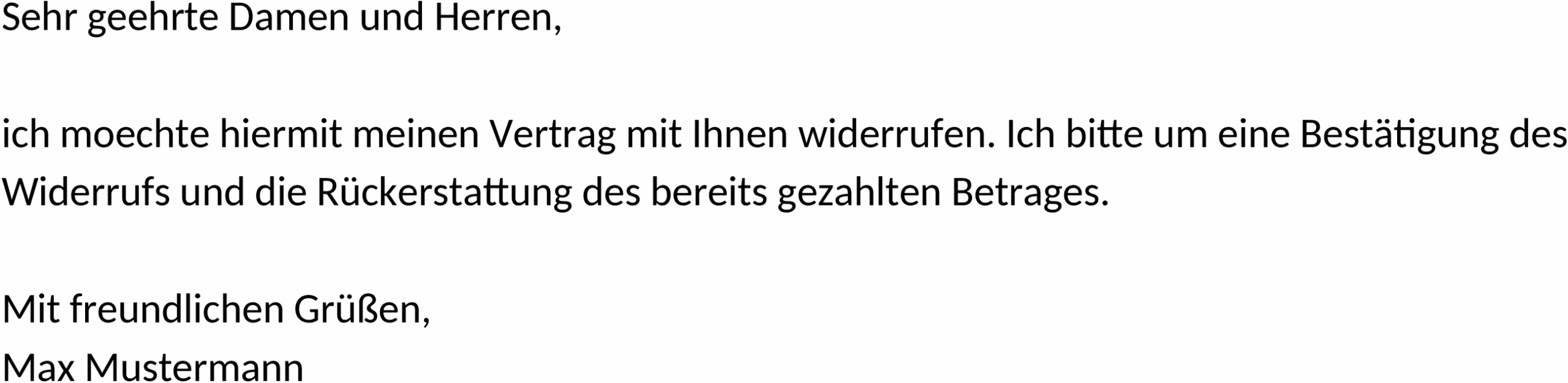 Word-Template Widerrufsdokument