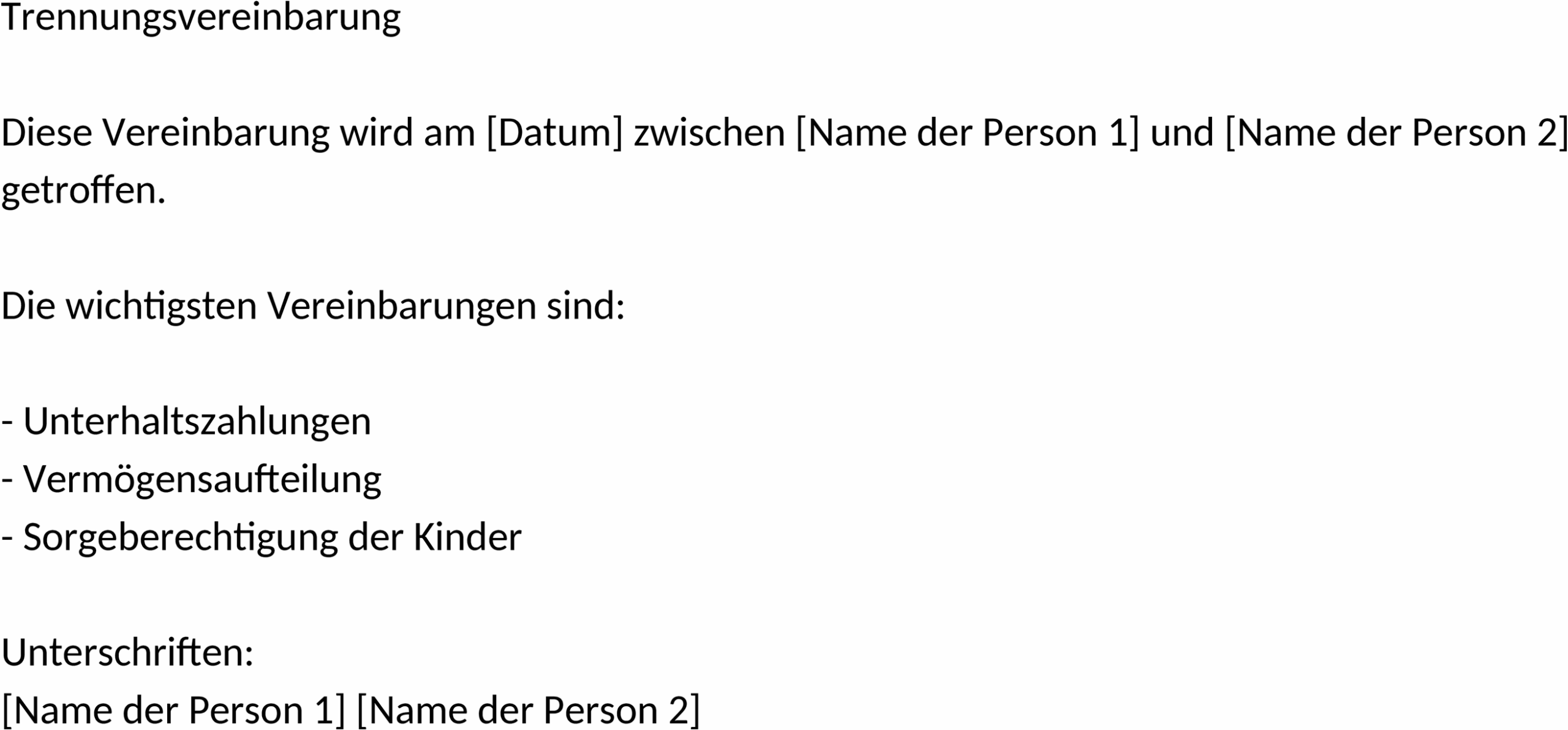 Word-Trennungsvereinbarung