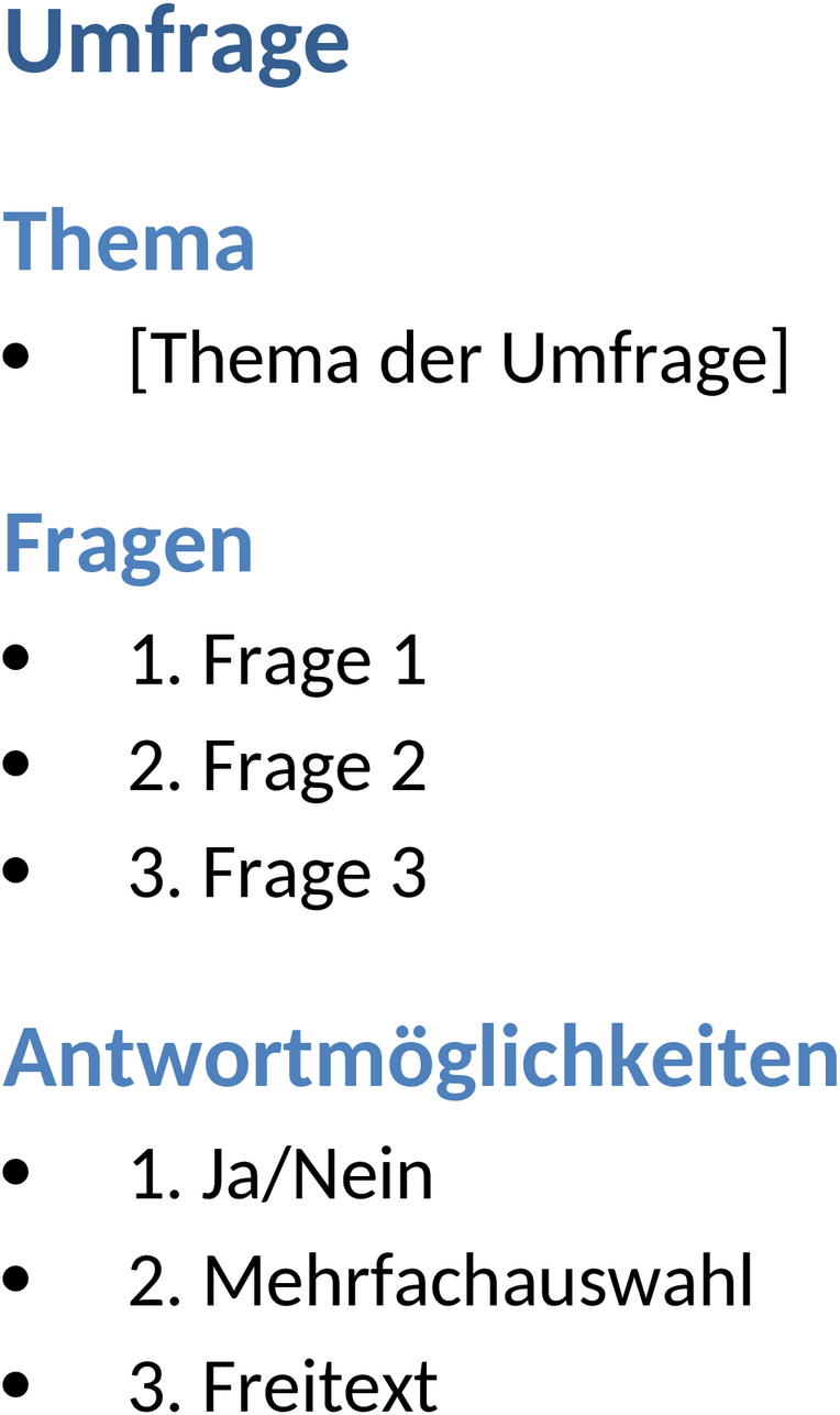 Word-Dokument: Umfragevorlage
